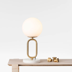 1373 Margot Desk Lamp Satin Brass/Frosted Glass Ball
