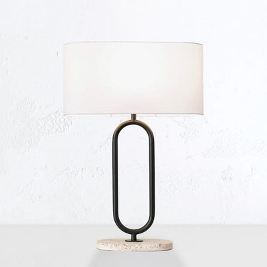 1366 Soho Terrazzo Table Lamp Black with White Marble