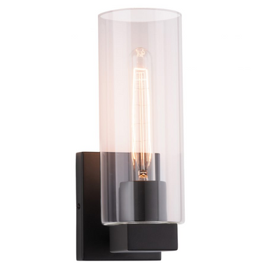 Waverly Wall Lamp with Clear Glass Shade - Matt Black - E27