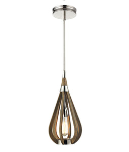Bonito2 Pendant 3 Light Nickel and Taupe Wood