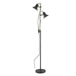 Corelli 2 Light Floor Lamp Dark Grey / Antique Brass