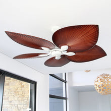 Load image into Gallery viewer, Tropicana AC 54&quot; White Motor with Palm Brown Blades Wall Control No Light